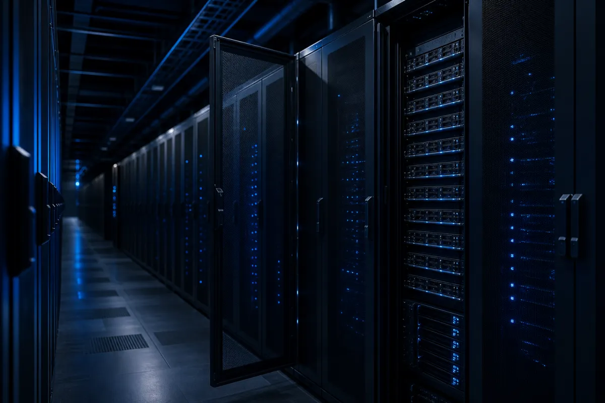 HGX GPU racks in a Tier III data centre aisle