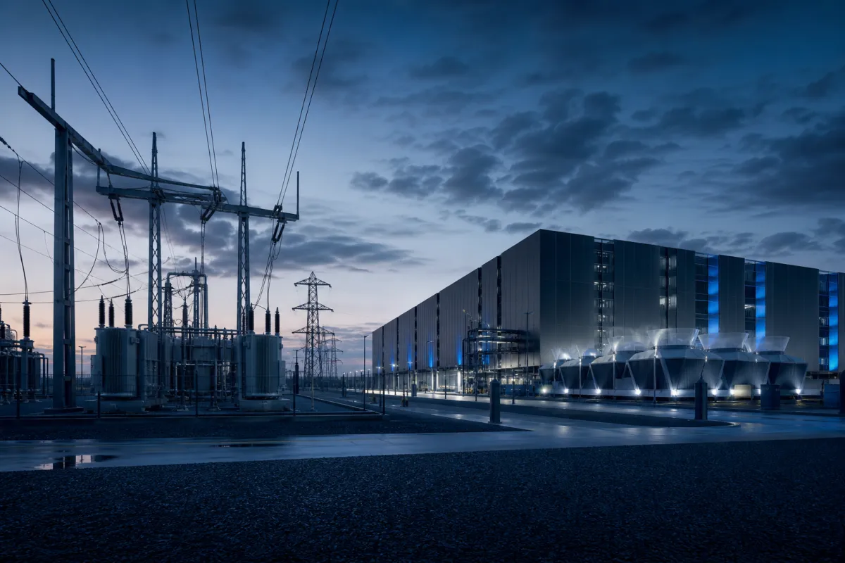 Substation and switchgear beside a hyperscale data centre