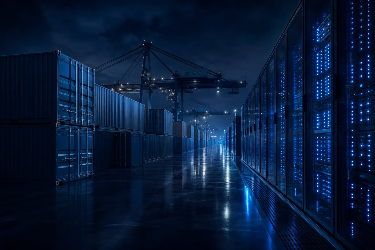 Global supply chain: container port meeting a server hall